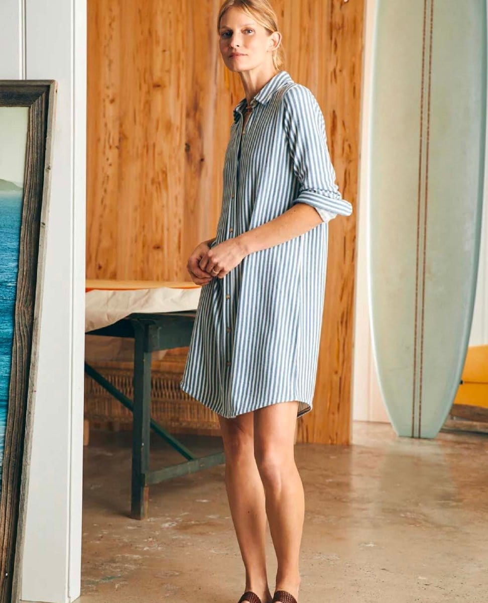 Legend Sweater Dress Navy Blazer Stripe - PINK ARROWS