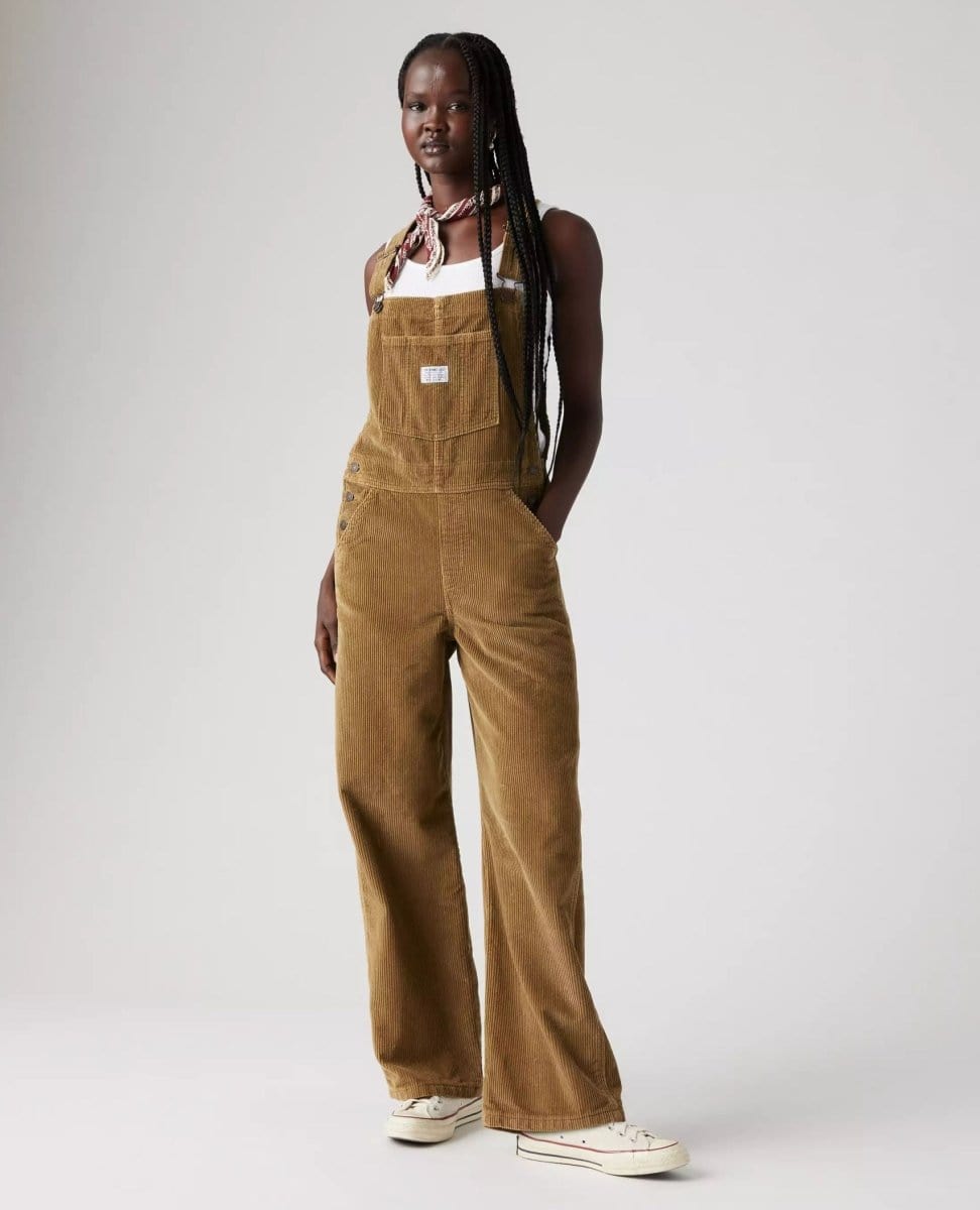 Levi's Baggy Corduroy Overalls Tan - PINK ARROWS