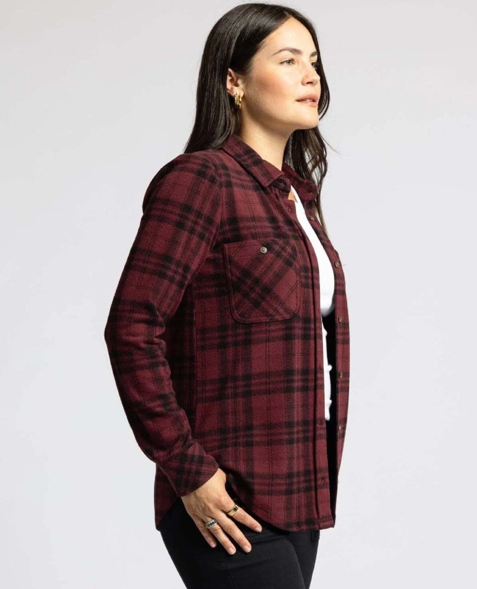 Lewis Long Sleeve Burgundy Plaid - PINK ARROWS