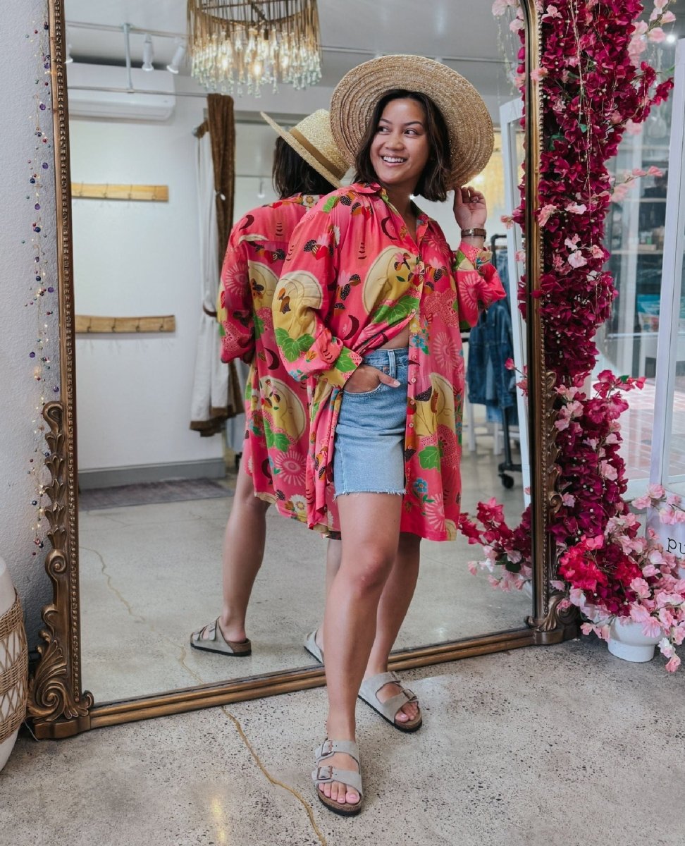 Libertine Shirt Dress in Cayenne - PINK ARROWS