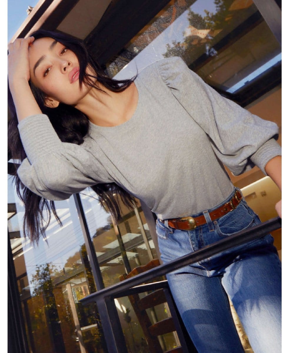 Loren 3/4 Sleeve Heather Grey - PINK ARROWS