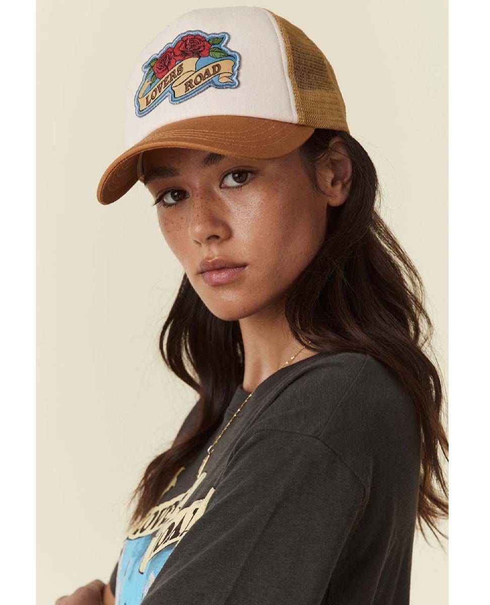 Lovers Road Trucker Hat Mustard - PINK ARROWS