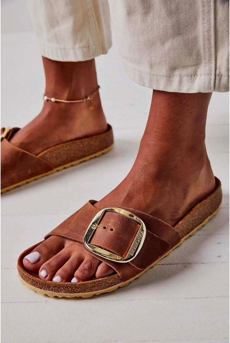 Madrid Big Buckle Leather Cognac - PINK ARROWS