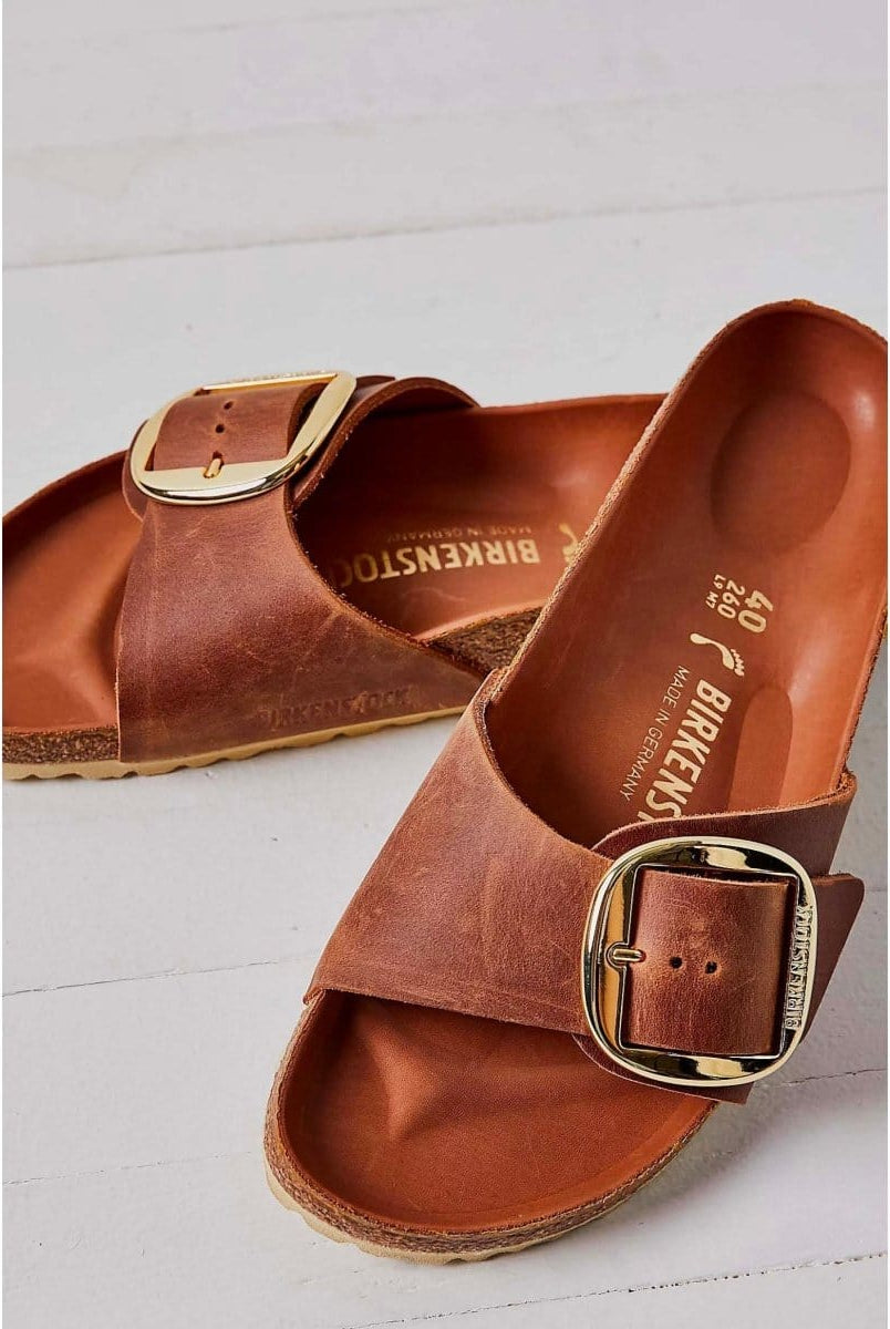 Madrid Big Buckle Leather Cognac - PINK ARROWS