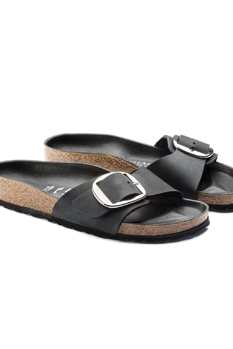 Madrid Big Buckle Oiled Leather Black - PINK ARROWS