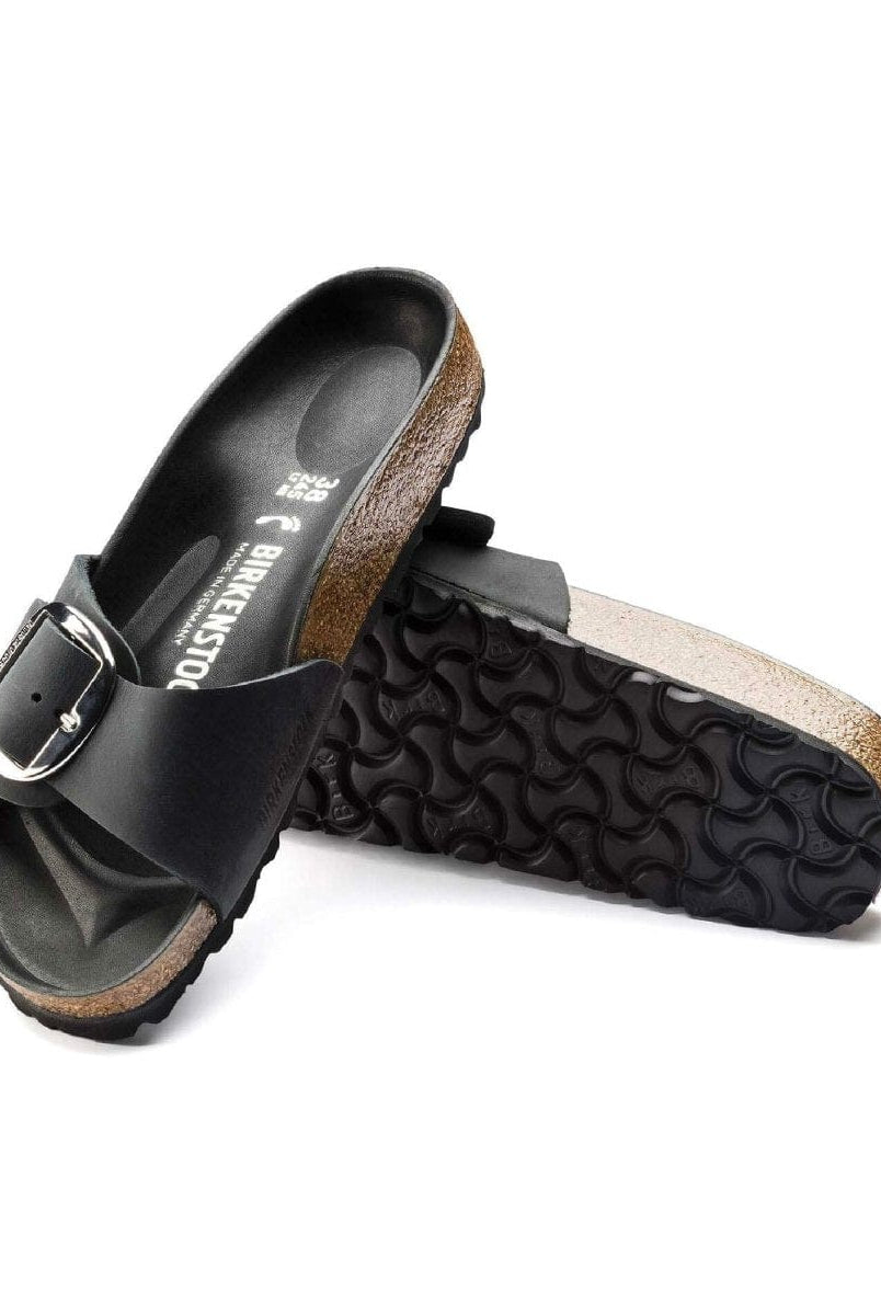 Madrid Big Buckle Oiled Leather Black - PINK ARROWS
