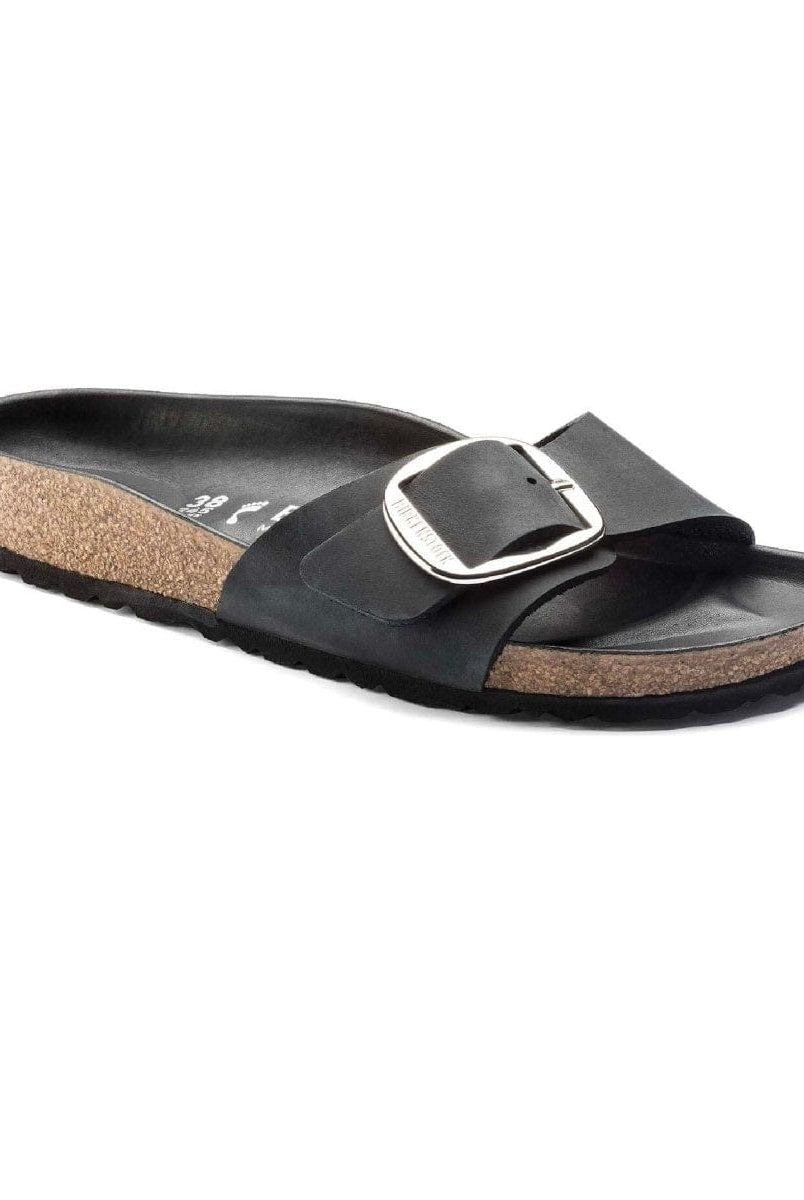 Madrid Big Buckle Oiled Leather Black - PINK ARROWS