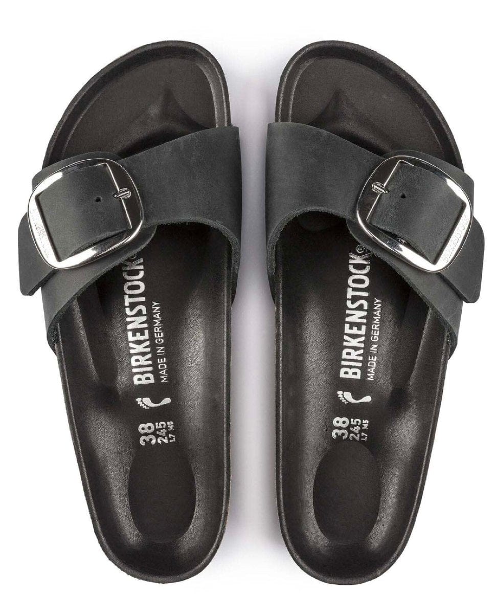 Madrid Big Buckle Oiled Leather Black - PINK ARROWS