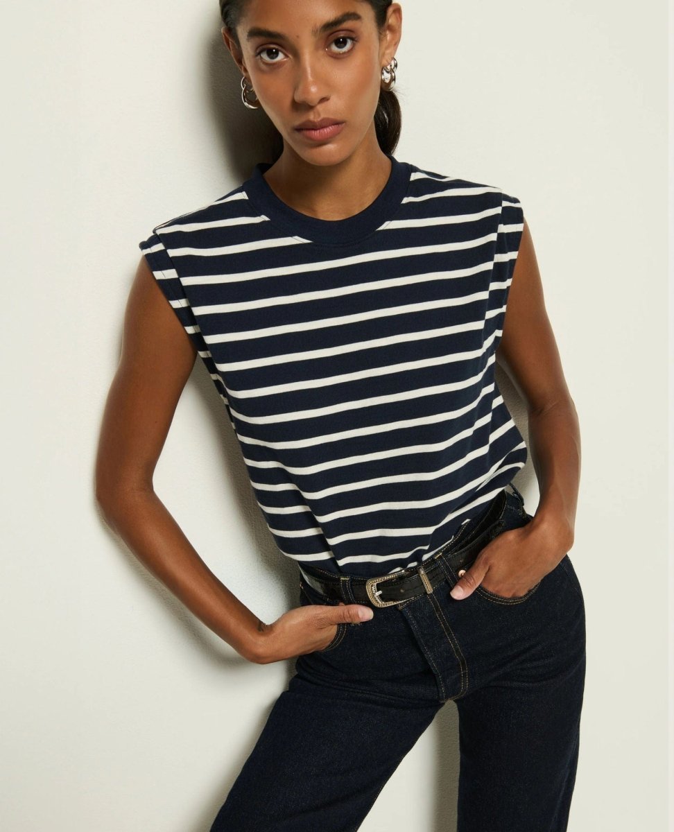 Marina Muscle Tee Playa Stripe - PINK ARROWS