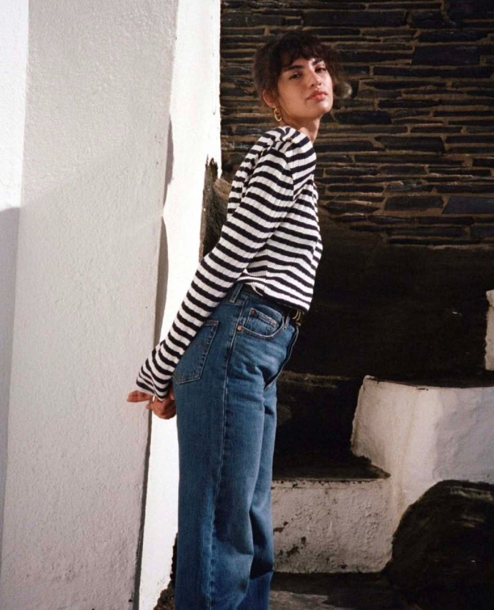 Marsel Long Sleeve Pointelle Stripe - PINK ARROWS