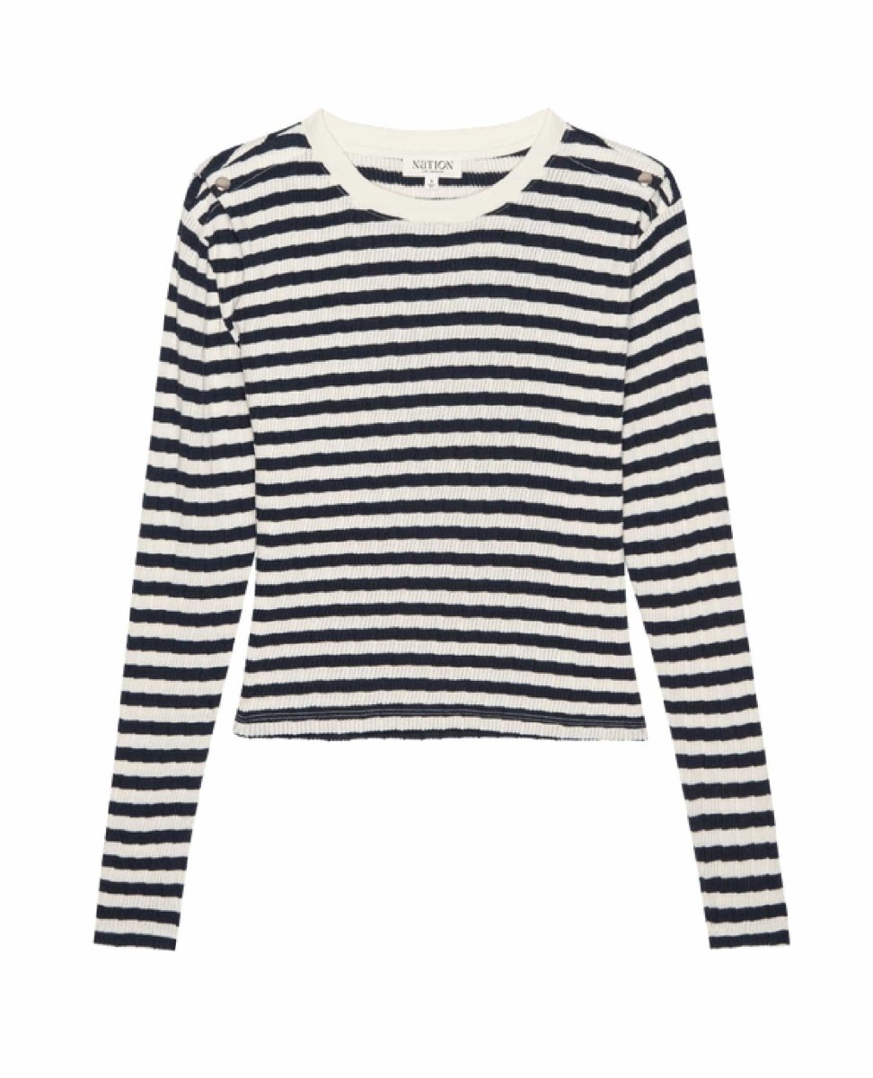Marsel Long Sleeve Pointelle Stripe - PINK ARROWS