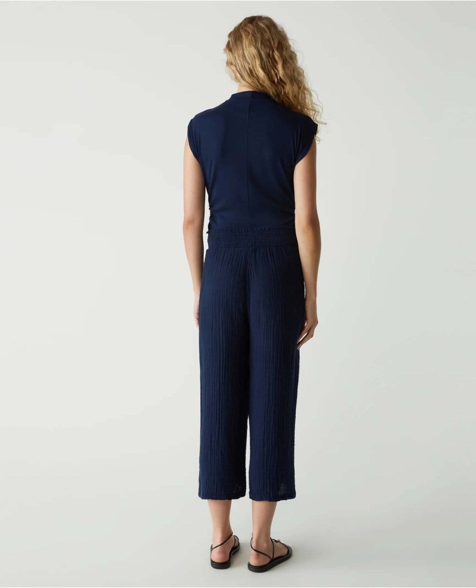 Medina Smocked Waist Cropped Pant Nocturnal - PINK ARROWS