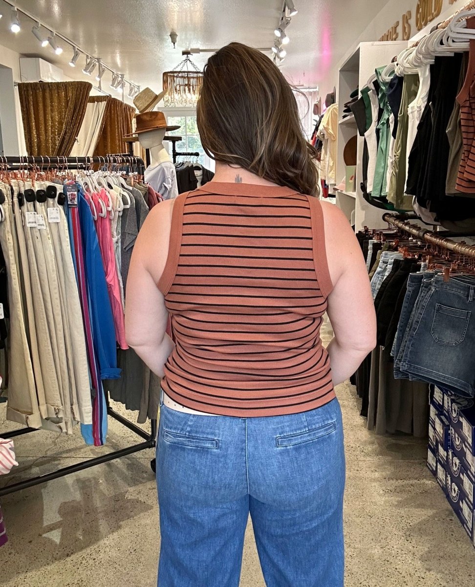 Michael Stars Gina Tank Terra/Black Stripe - PINK ARROWS