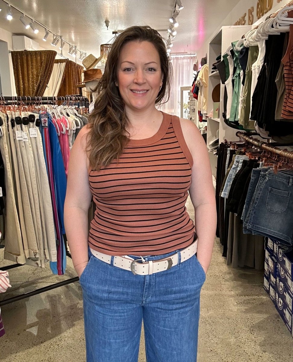 Michael Stars Gina Tank Terra/Black Stripe - PINK ARROWS