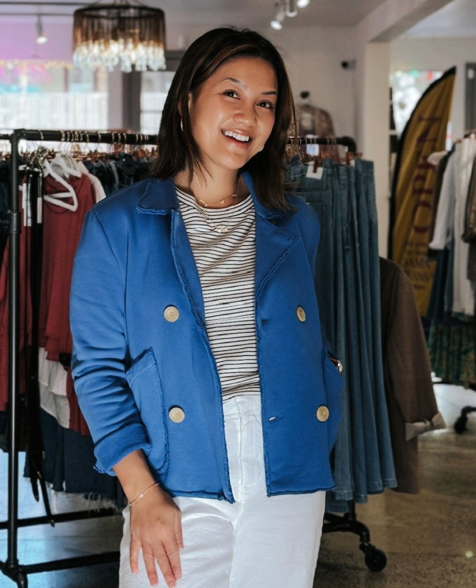 Mini Crop Belfast Peacoat Blue Bird - PINK ARROWS