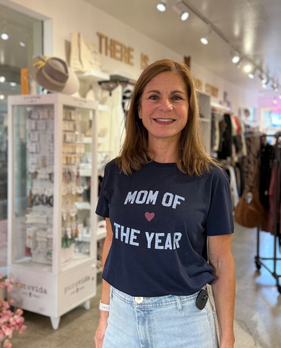 Mom Of The Year Tee Navy - PINK ARROWS