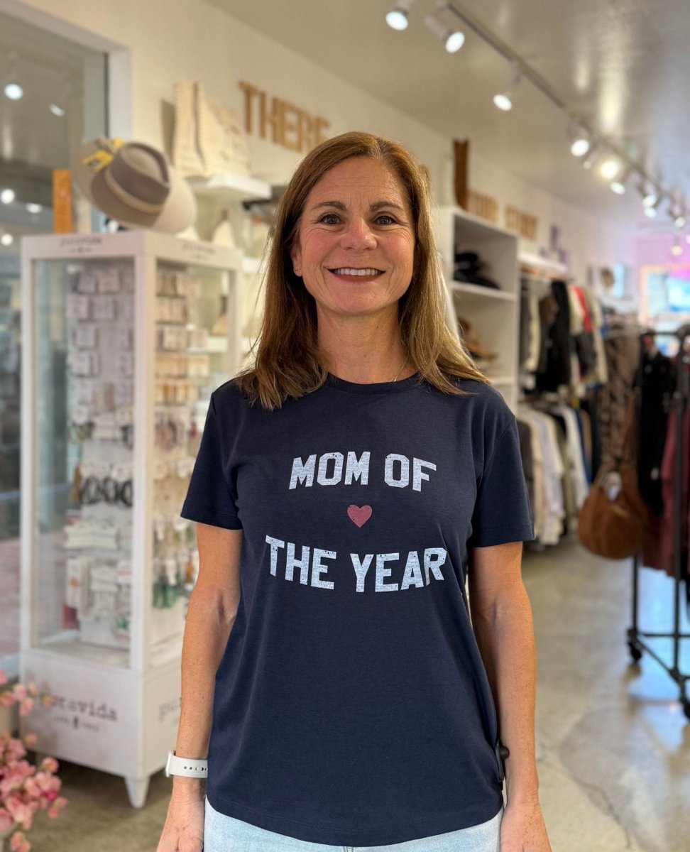 Mom Of The Year Tee Navy - PINK ARROWS