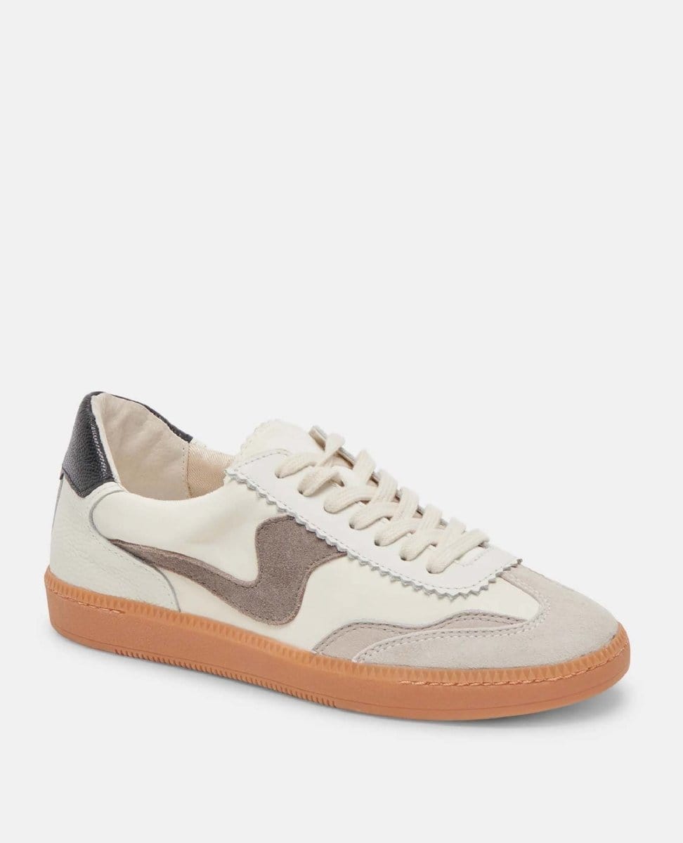 Notice White/Grey Leather Sneakers - PINK ARROWS