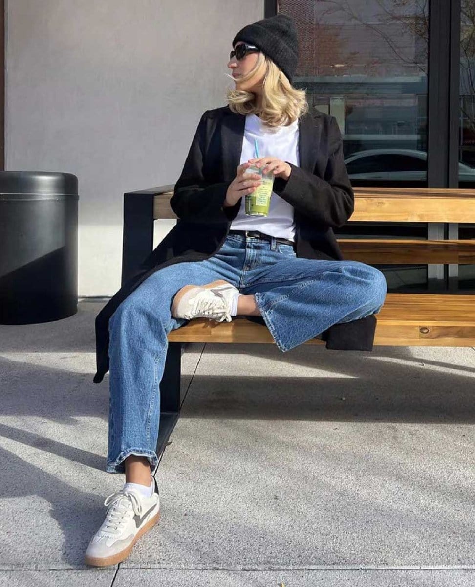 Notice White/Grey Leather Sneakers - PINK ARROWS