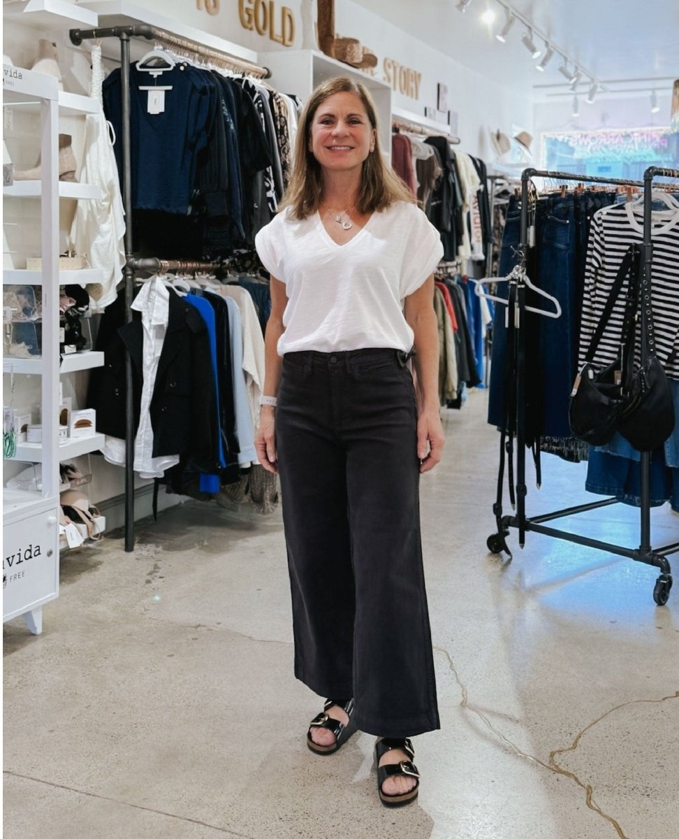 Oat NY Wide Leg Crop Pant Black - PINK ARROWS