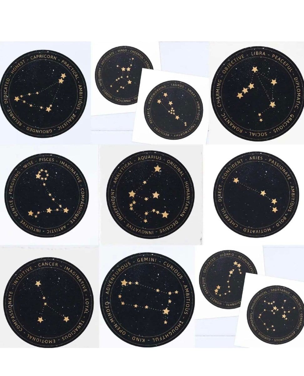 Old English Zodiac Necklace Gold - PINK ARROWS