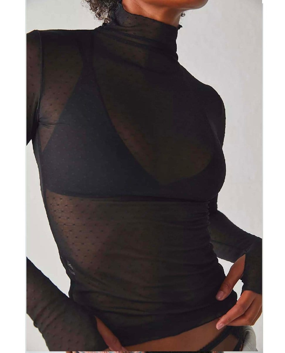 On The Dot Layering Top Black - PINK ARROWS