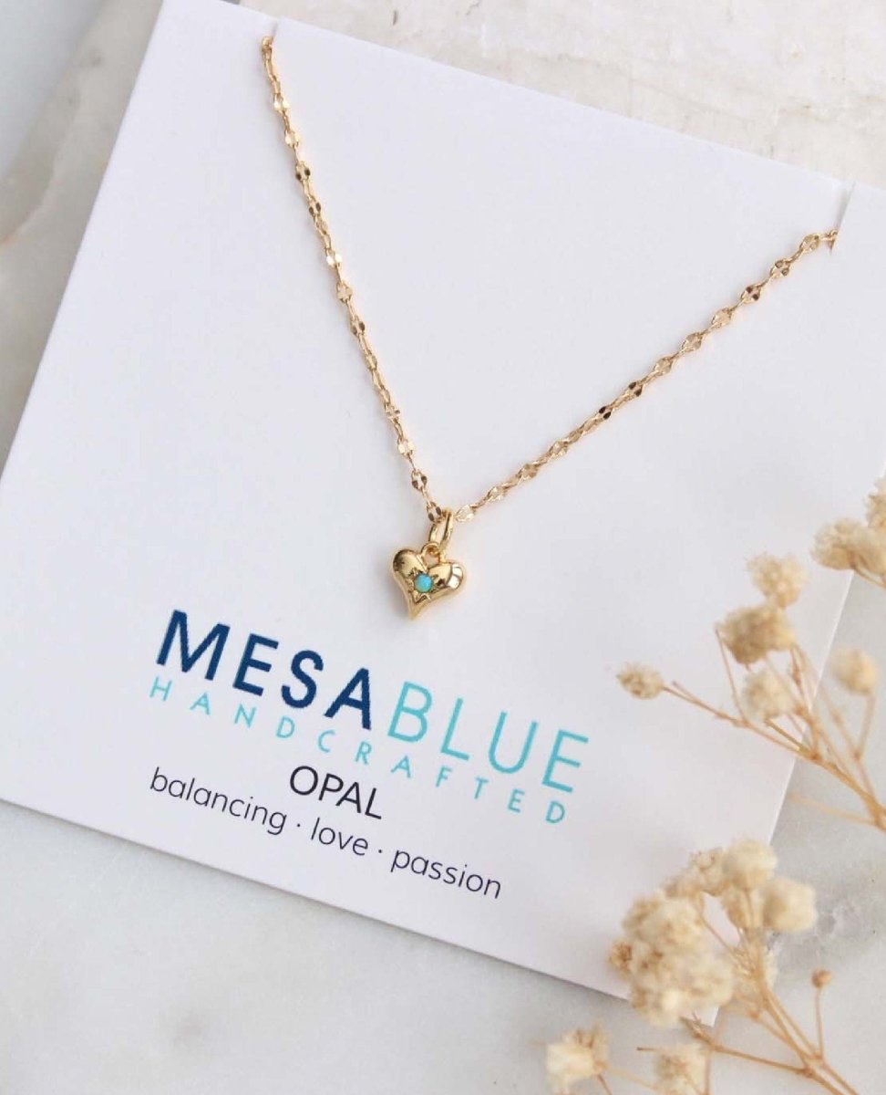 Opal Dainty Heart Necklace - PINK ARROWS