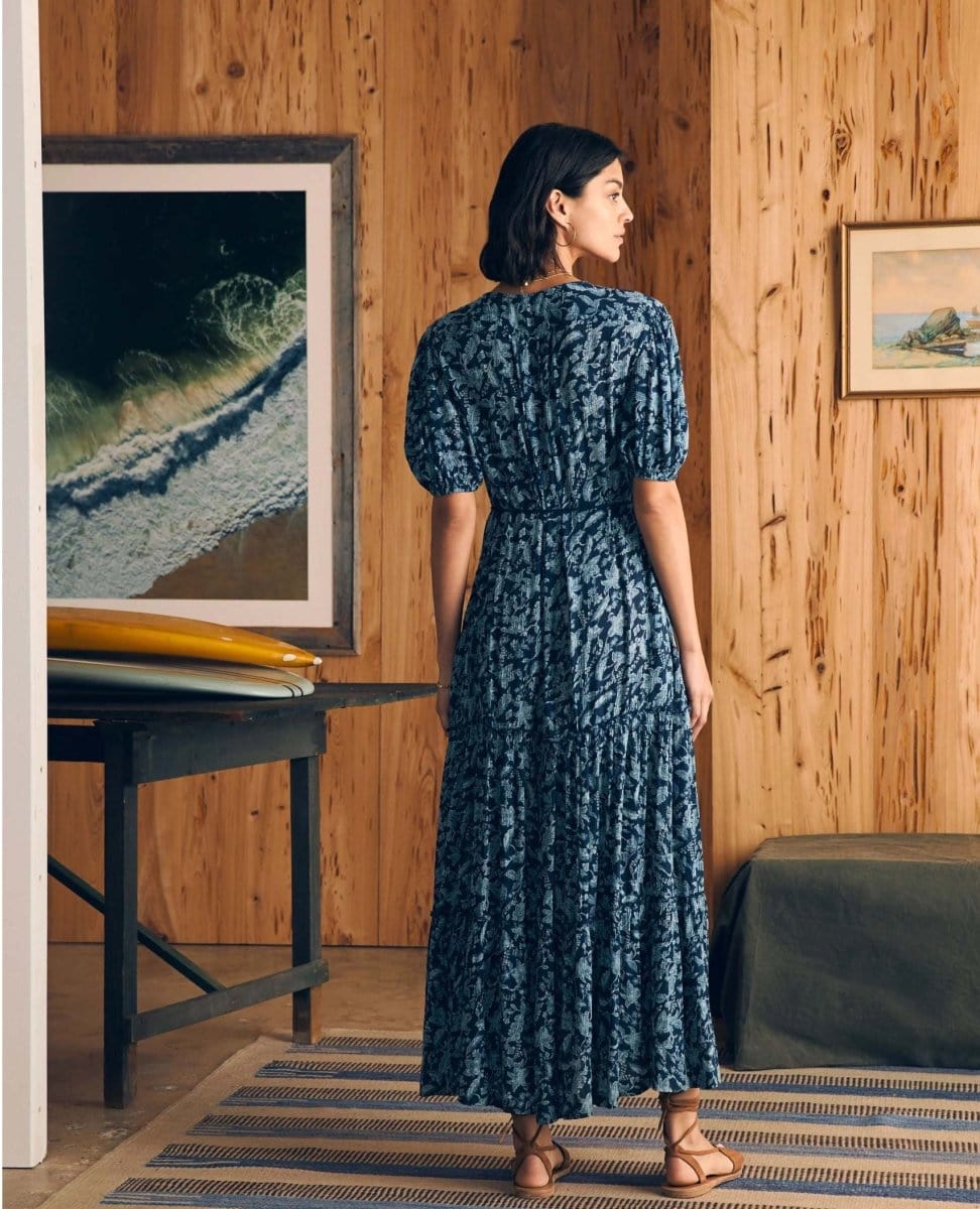 Orinda Maxi Dress Blue Esna Floral - PINK ARROWS