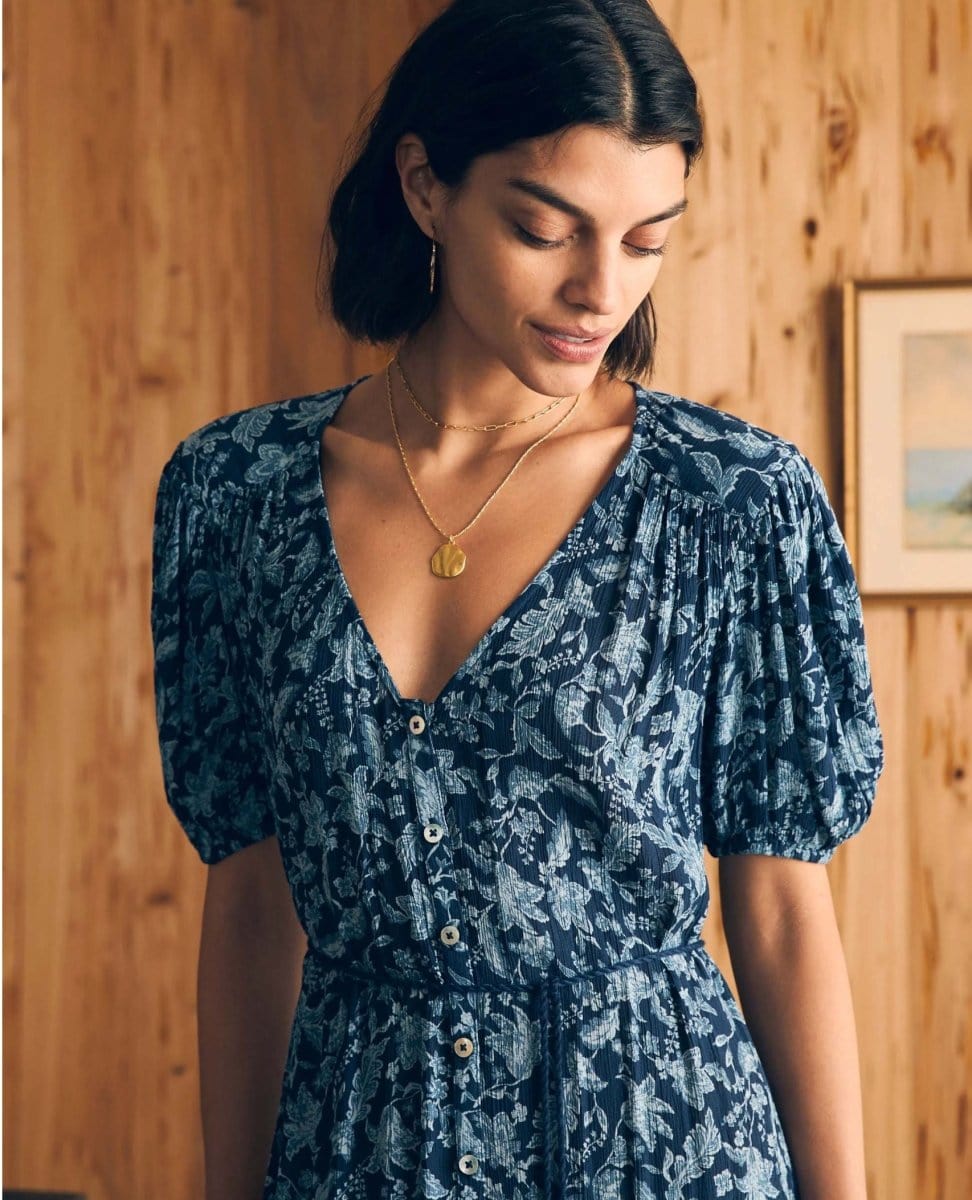 Orinda Maxi Dress Blue Esna Floral - PINK ARROWS