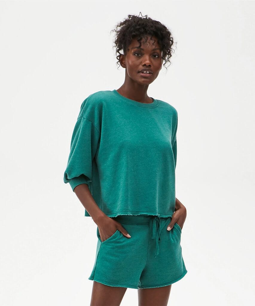 Otto Cut Off Sweatshort French Terry Emerald - PINK ARROWS