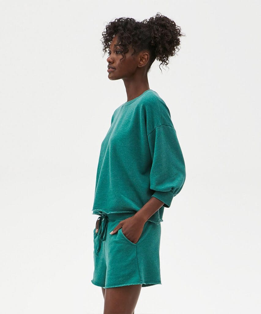 Otto Cut Off Sweatshort French Terry Emerald - PINK ARROWS