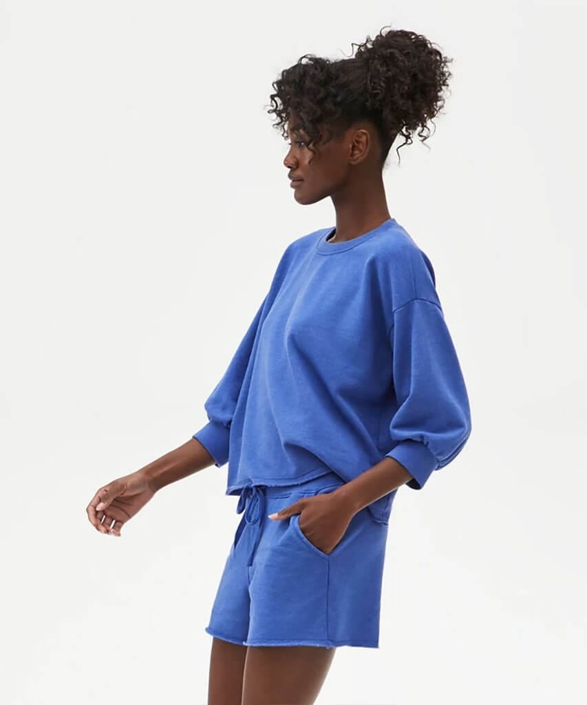 Otto Cut Off Sweatshort French Terry Royal - PINK ARROWS