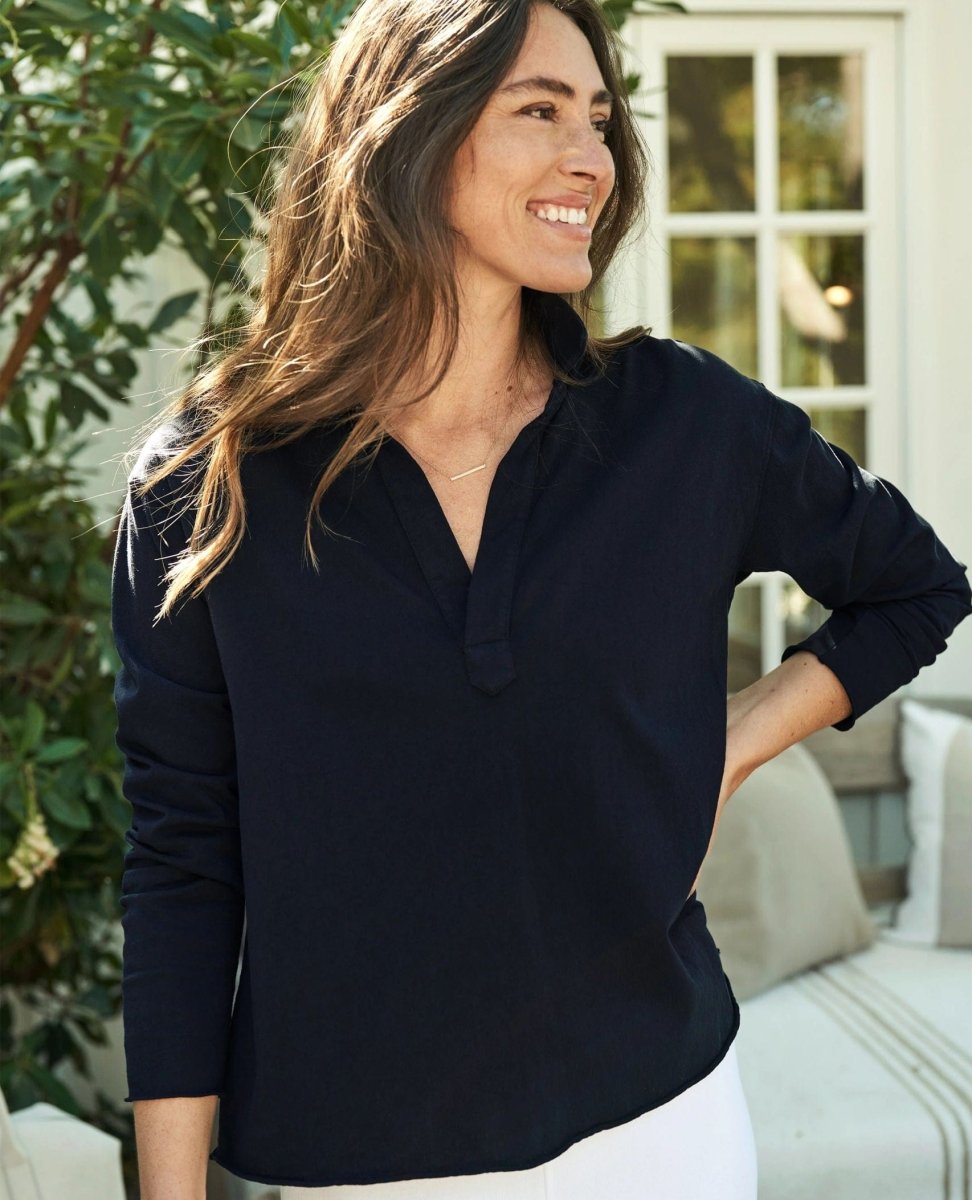 Patrick Henley Navy Popover - PINK ARROWS