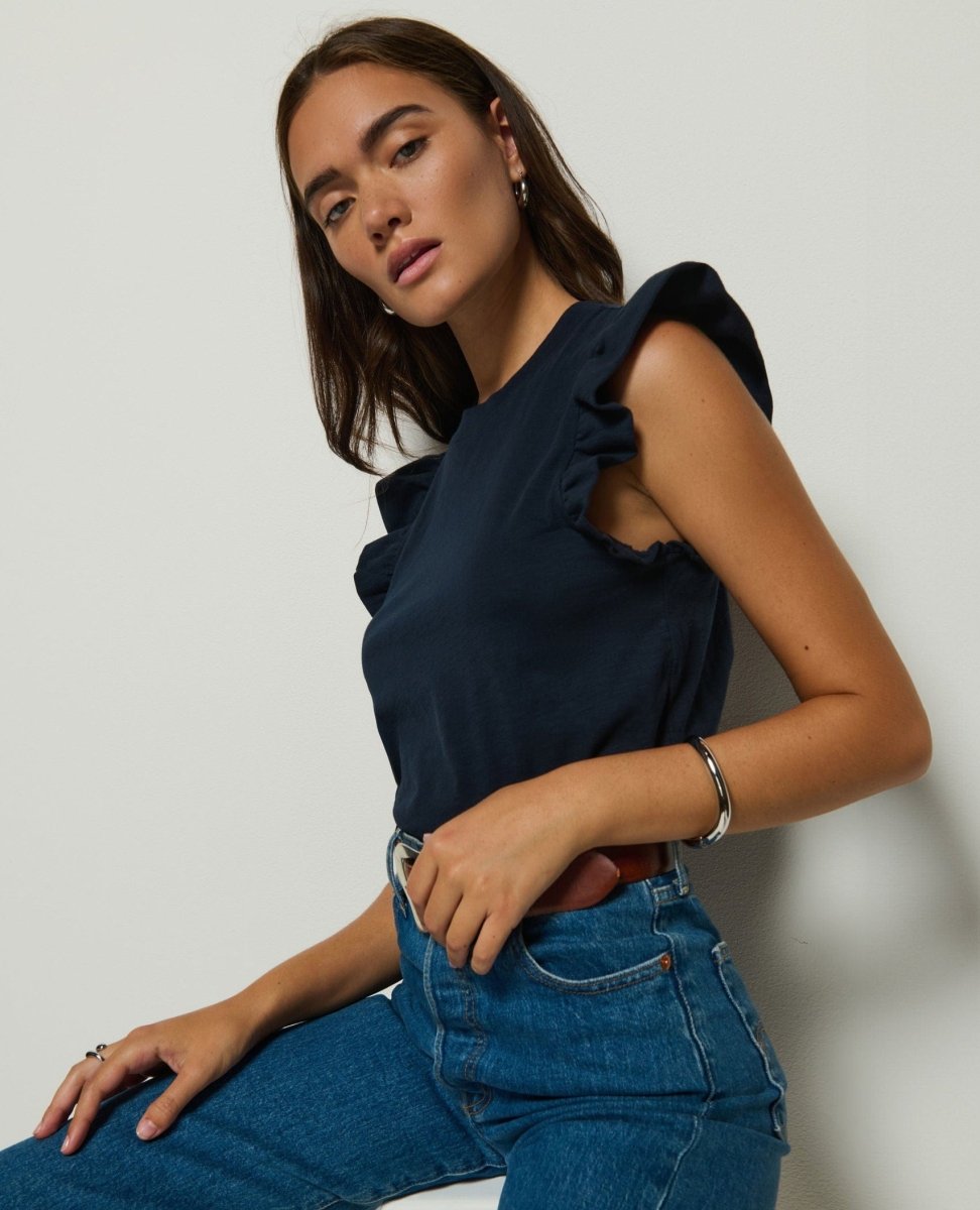 Paulette Ruffle Tank Night Sky - PINK ARROWS