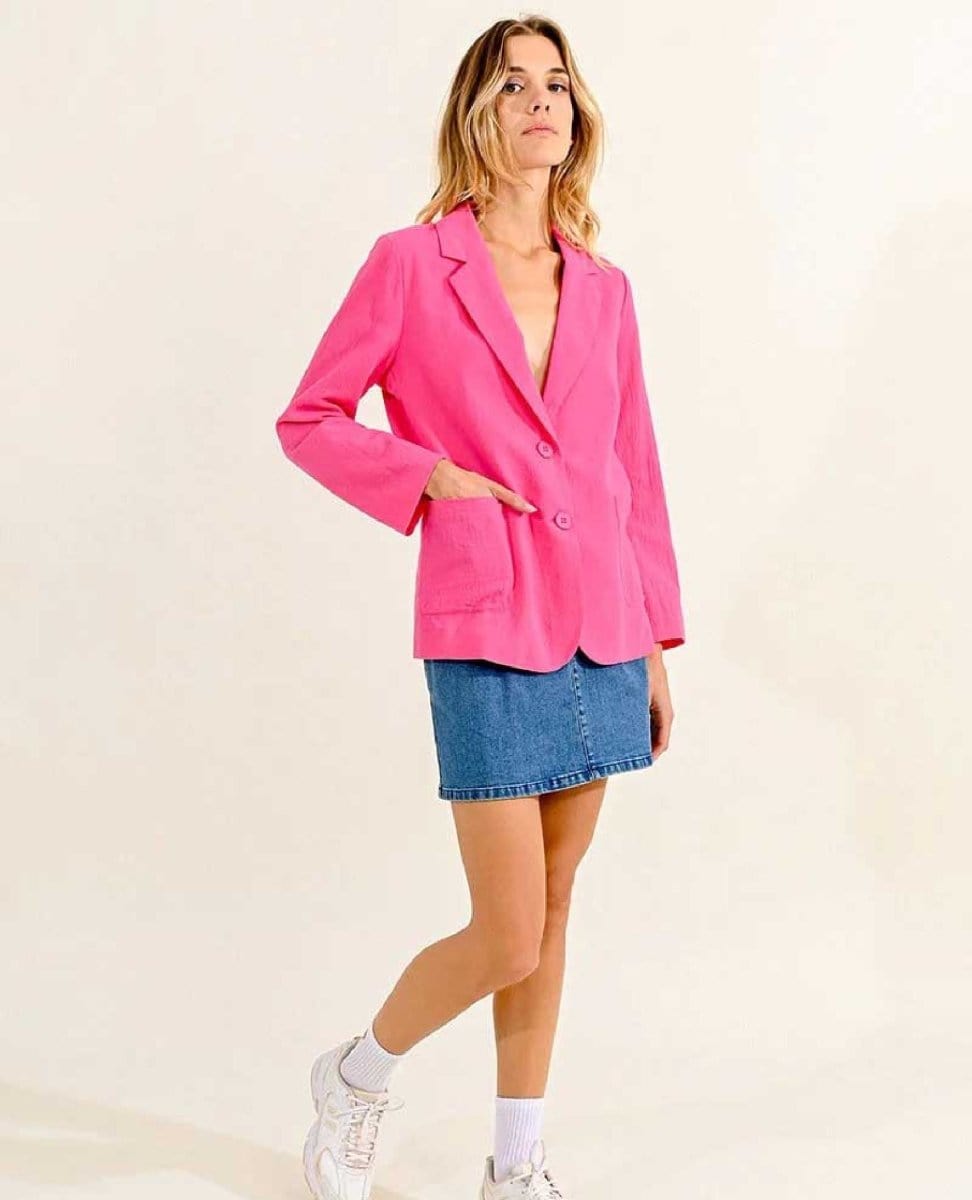 Perfectly Pink Button Blazer - PINK ARROWS