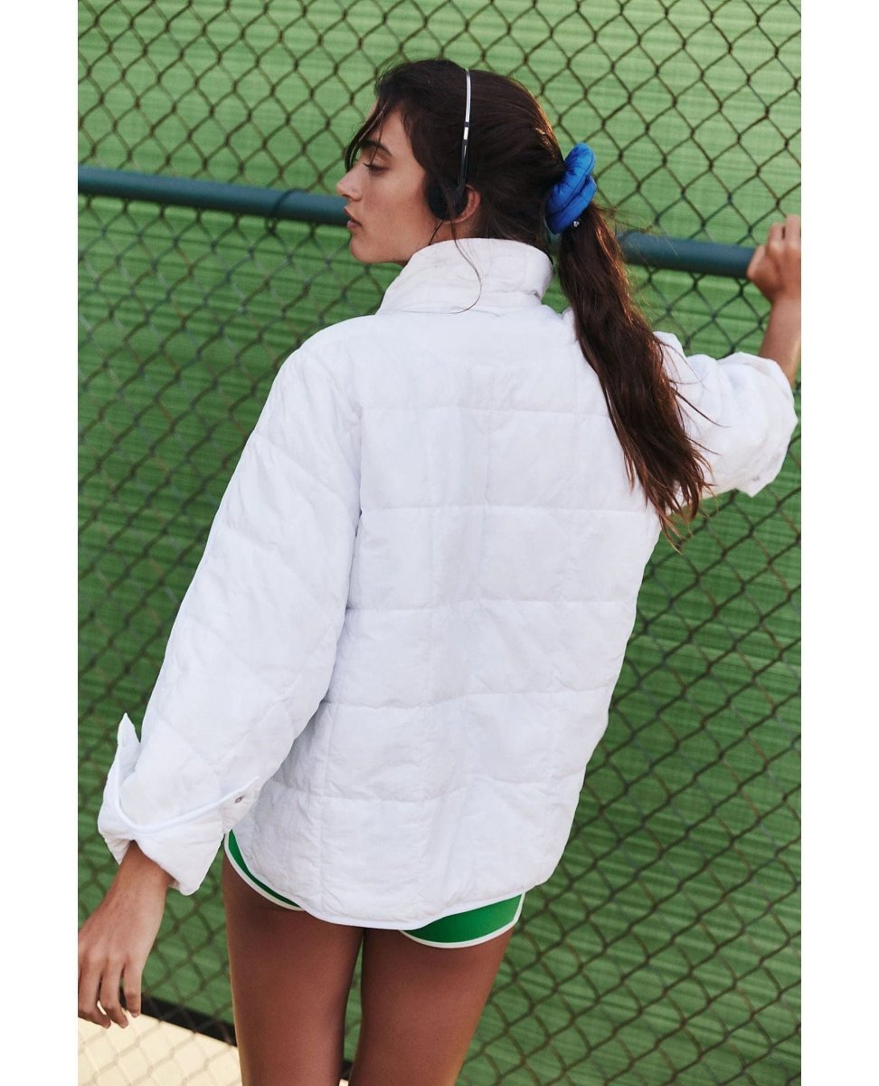Pippa Packable Puffer White Jacket - PINK ARROWS