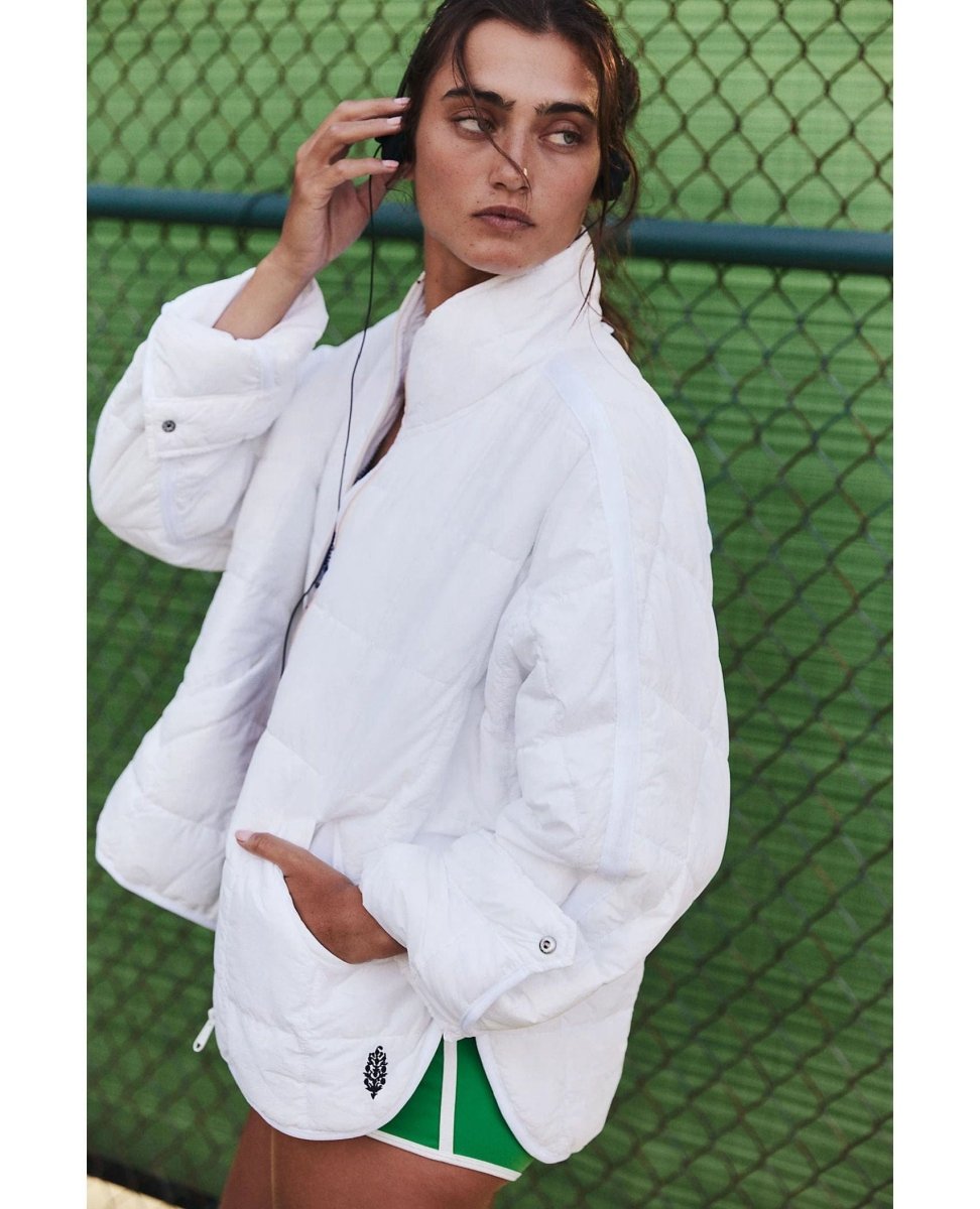 Pippa Packable Puffer White Jacket - PINK ARROWS