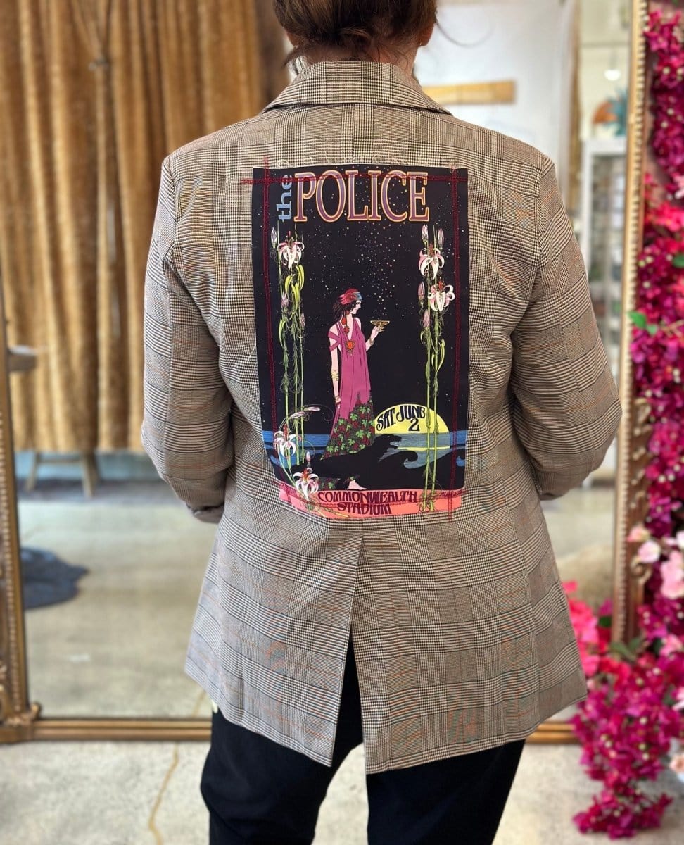 Plaid Blazer With Police Patch - PINK ARROWS