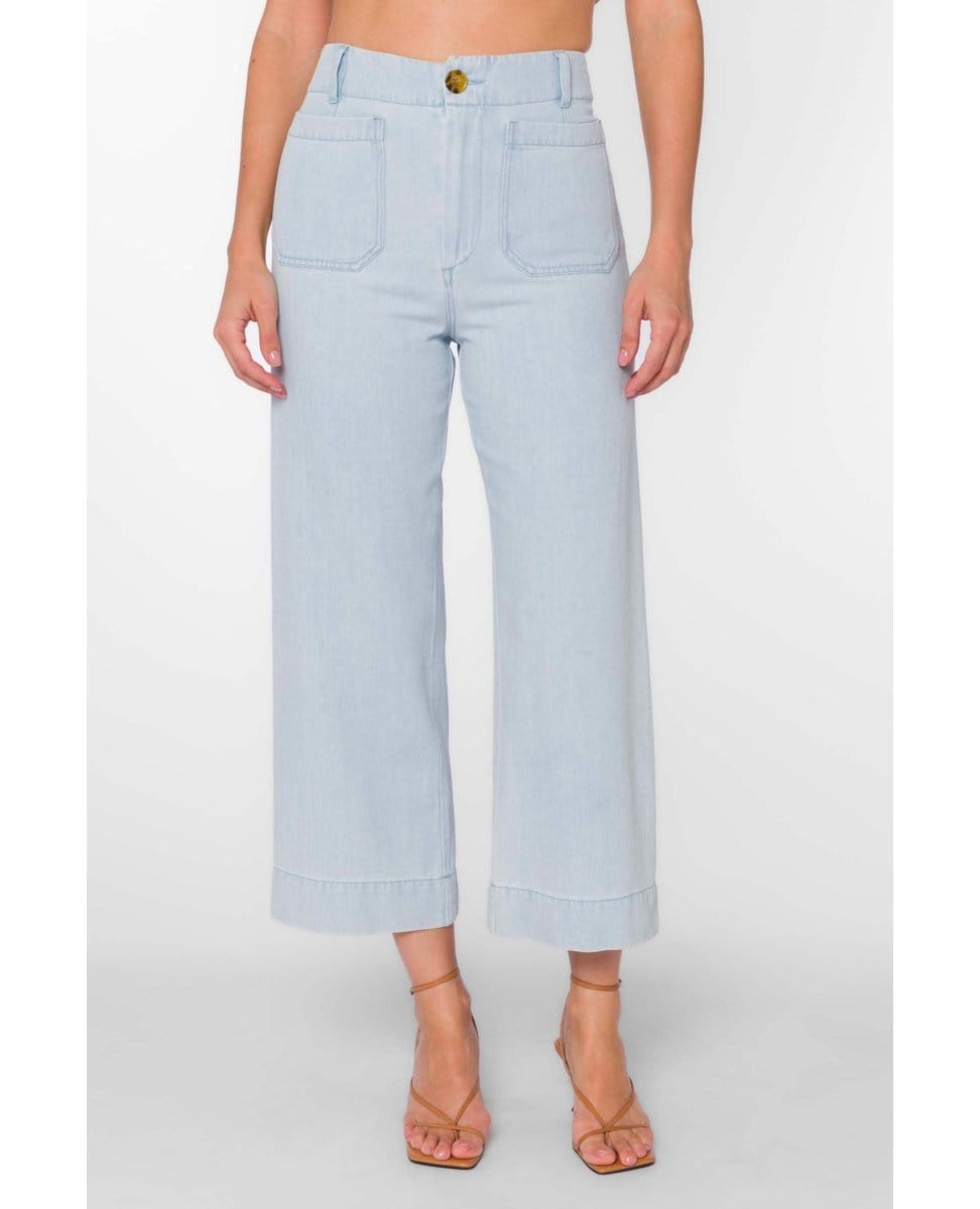 Powder Blue Alyx Wide Leg Crop Pant - PINK ARROWS