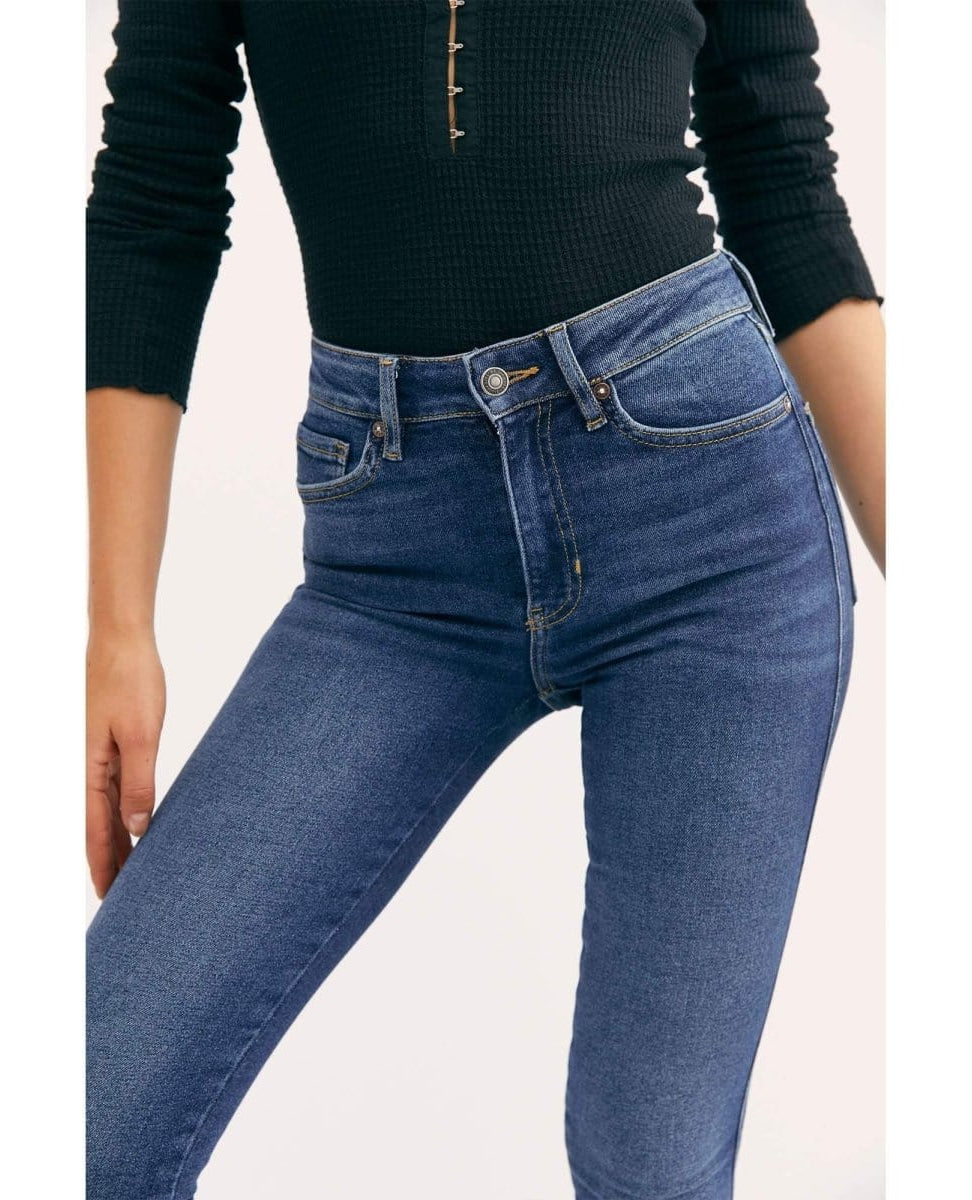 Raw Edge High Rise Jegging Capri Blue - PINK ARROWS
