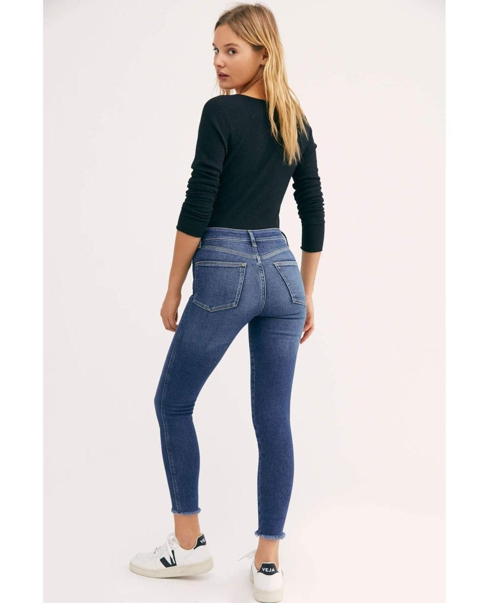 Raw Edge High Rise Jegging Capri Blue - PINK ARROWS