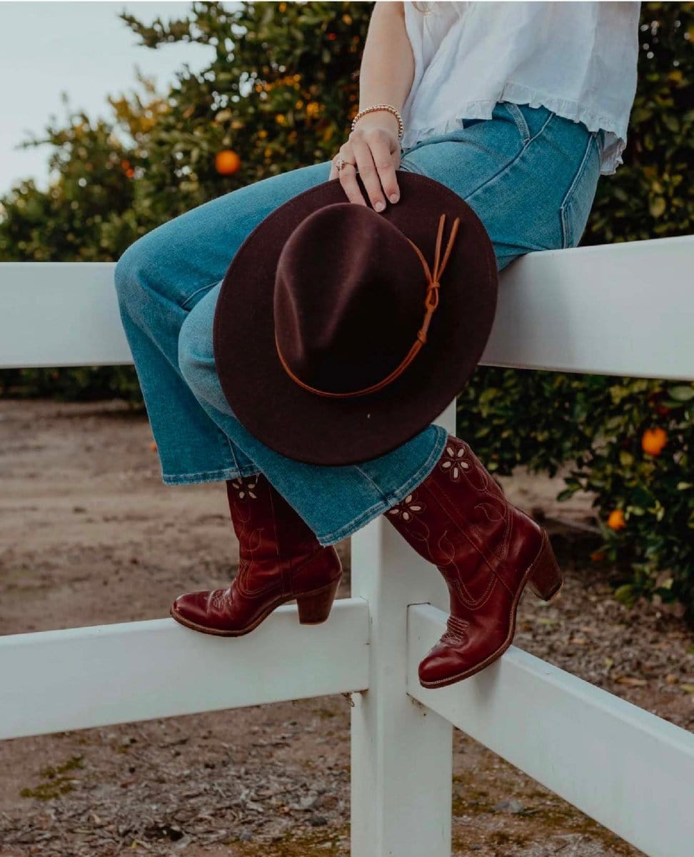 Restocked Billie Felt Fedora Chocolate - PINK ARROWS