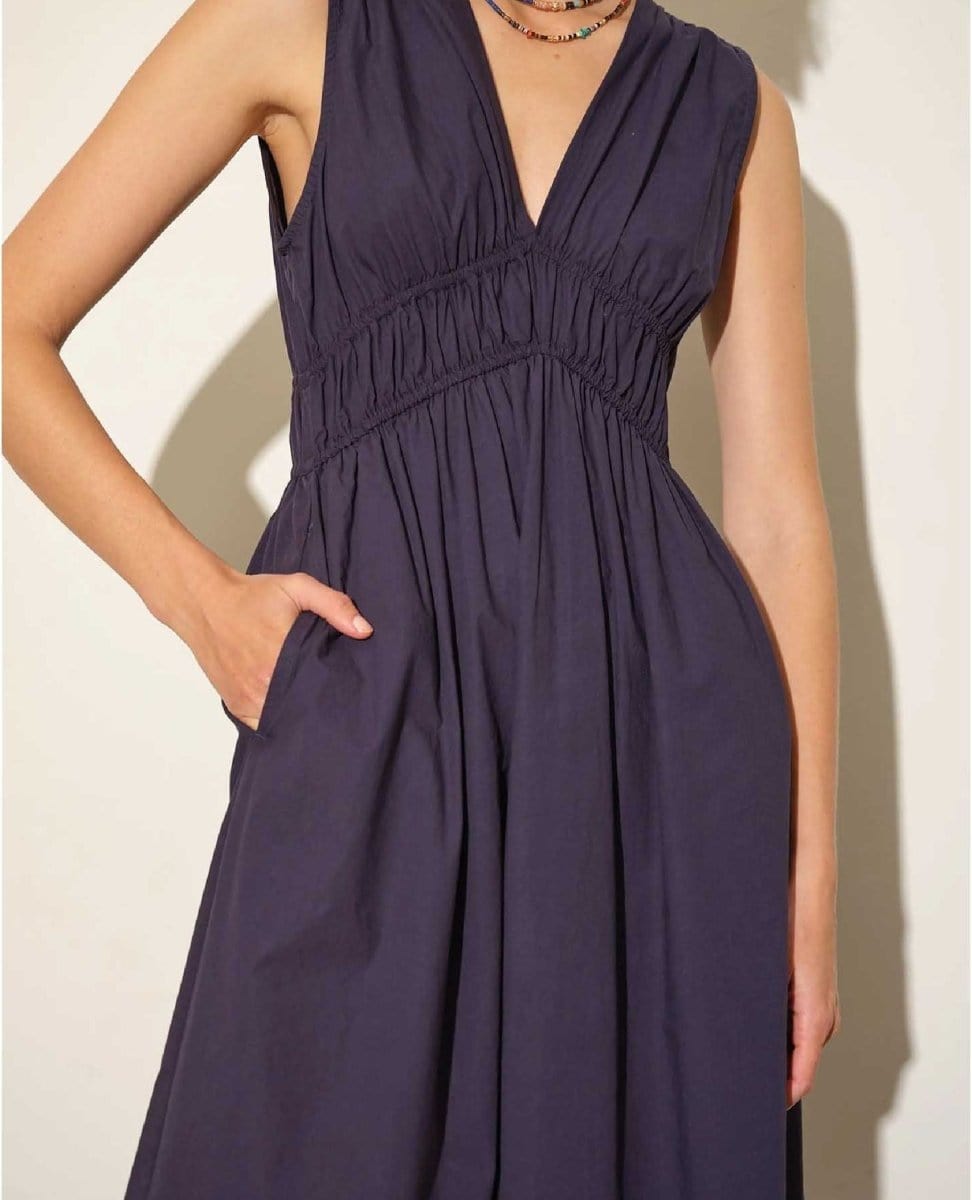 Restocked Cyra Dress Navy - PINK ARROWS