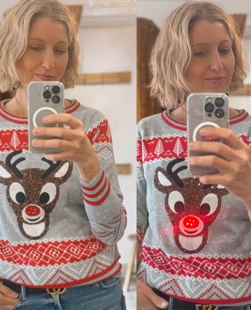 Restocked Rudolph Light Up Christmas Sweater Gray - PINK ARROWS