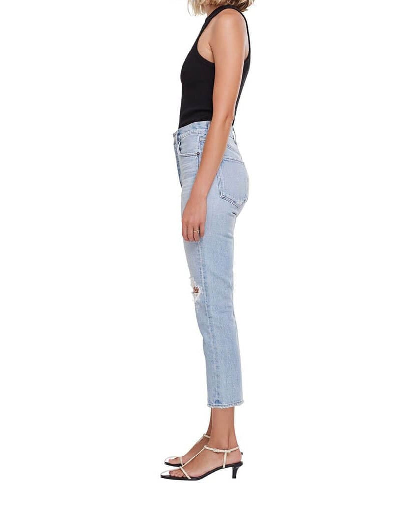 Riley Hi Rise Straight Crop Clear Skies - PINK ARROWS