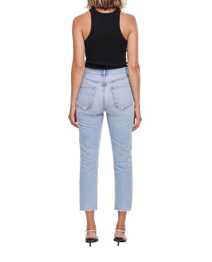 Riley Hi Rise Straight Crop Clear Skies - PINK ARROWS