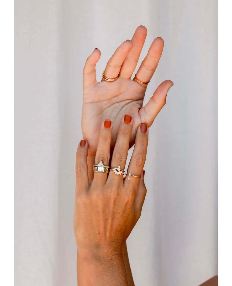 Ring Clear Quartz Point - PINK ARROWS