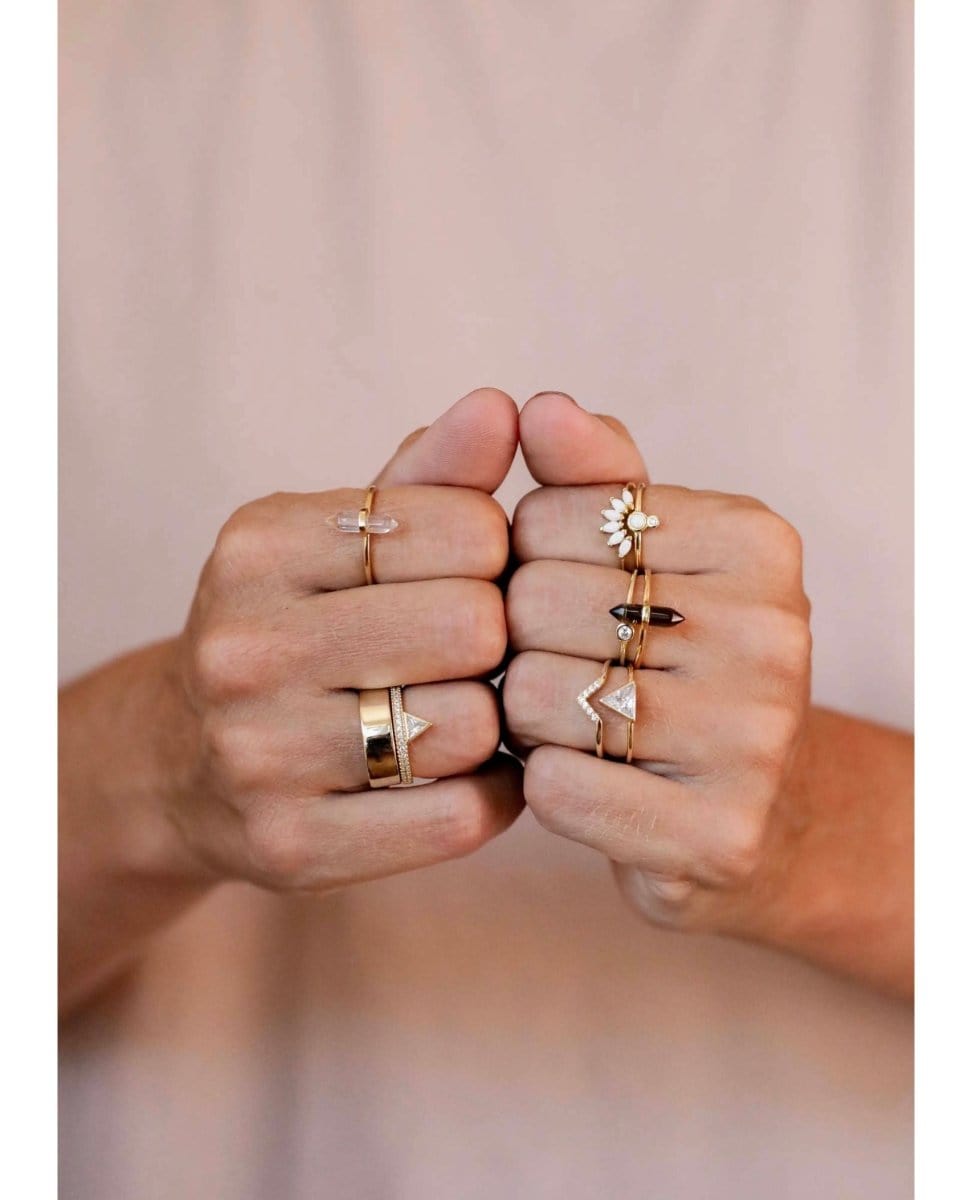 Ring Clear Quartz Point - PINK ARROWS