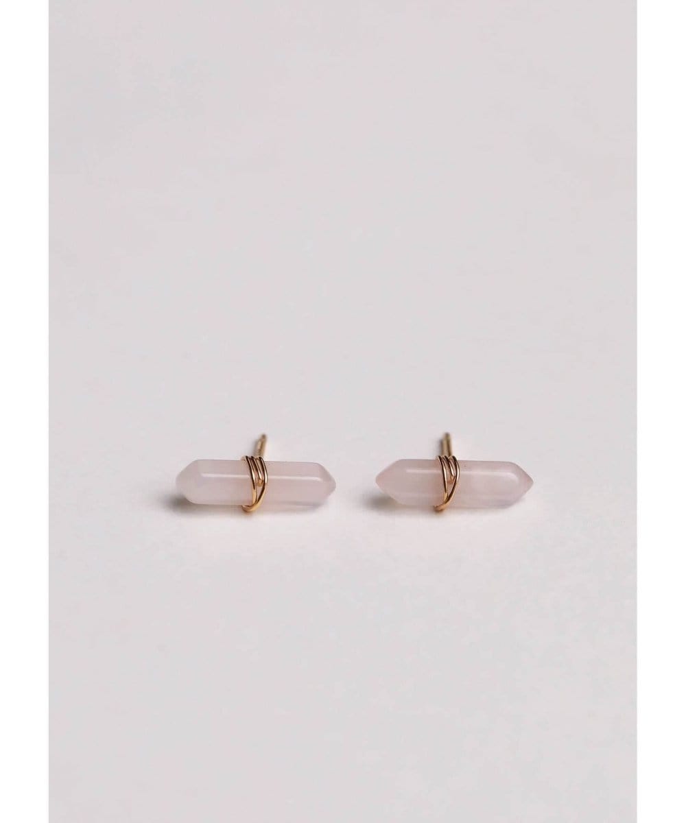Rose Quartz Mineral Point Love Earrings - PINK ARROWS
