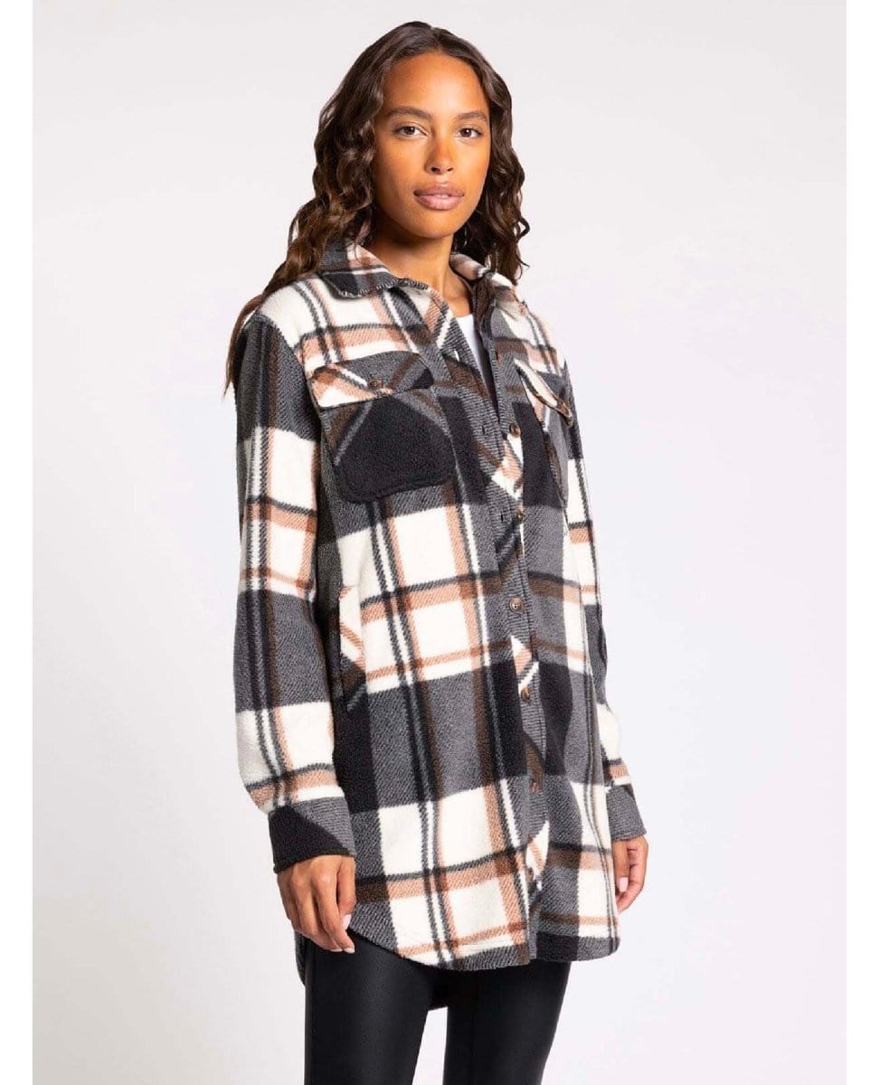 Roswell Plaid Jacket Brown Plaid - PINK ARROWS